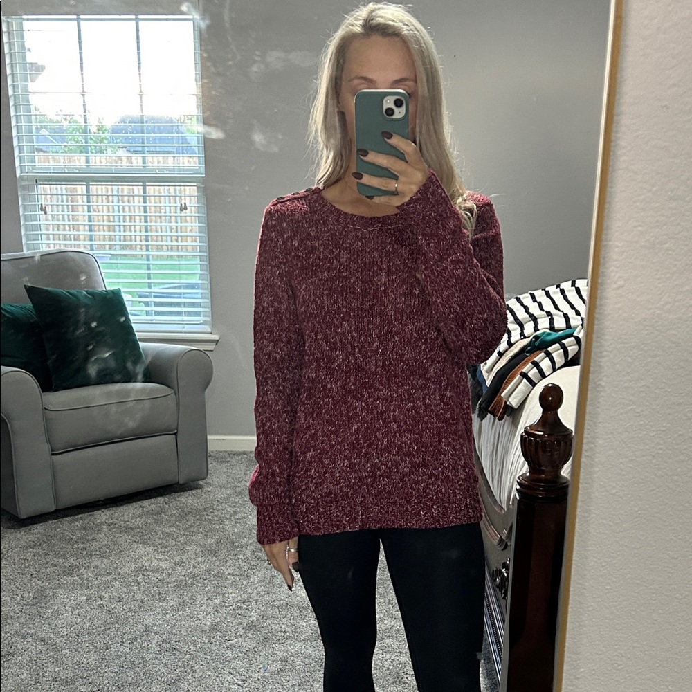 St. John's Bay Women's Burgundy Crew Neck Sweater